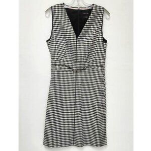 Marc Cain Women's Black & White Checkered Sleeveless Midi Dress Size 10